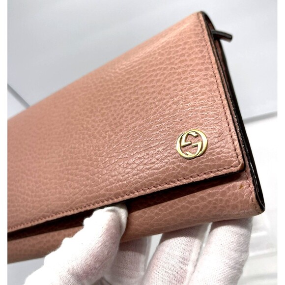 GUCCI Interlocking G Pink Leather Long Bifold Wallet credit card zipper 2BJ3533 - Picture 15 of 16